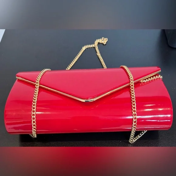 DEXMAY patent leather envelope clutch purse shinny candy foldover evening bag - Picture 6 of 13